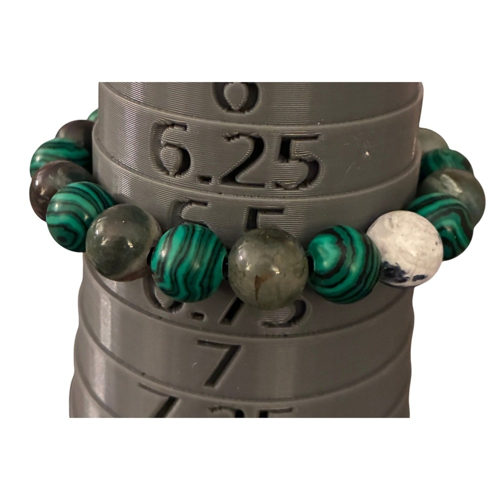 Handmade Natural Malachite Moss Agate and‎ Sodalite Beaded Stretch Bracelet